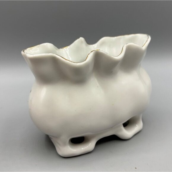 Vtg Japan Footed Dish Fruit‎ Creamer Vase Porcelain Gold Trim Decor - Picture 4 of 7